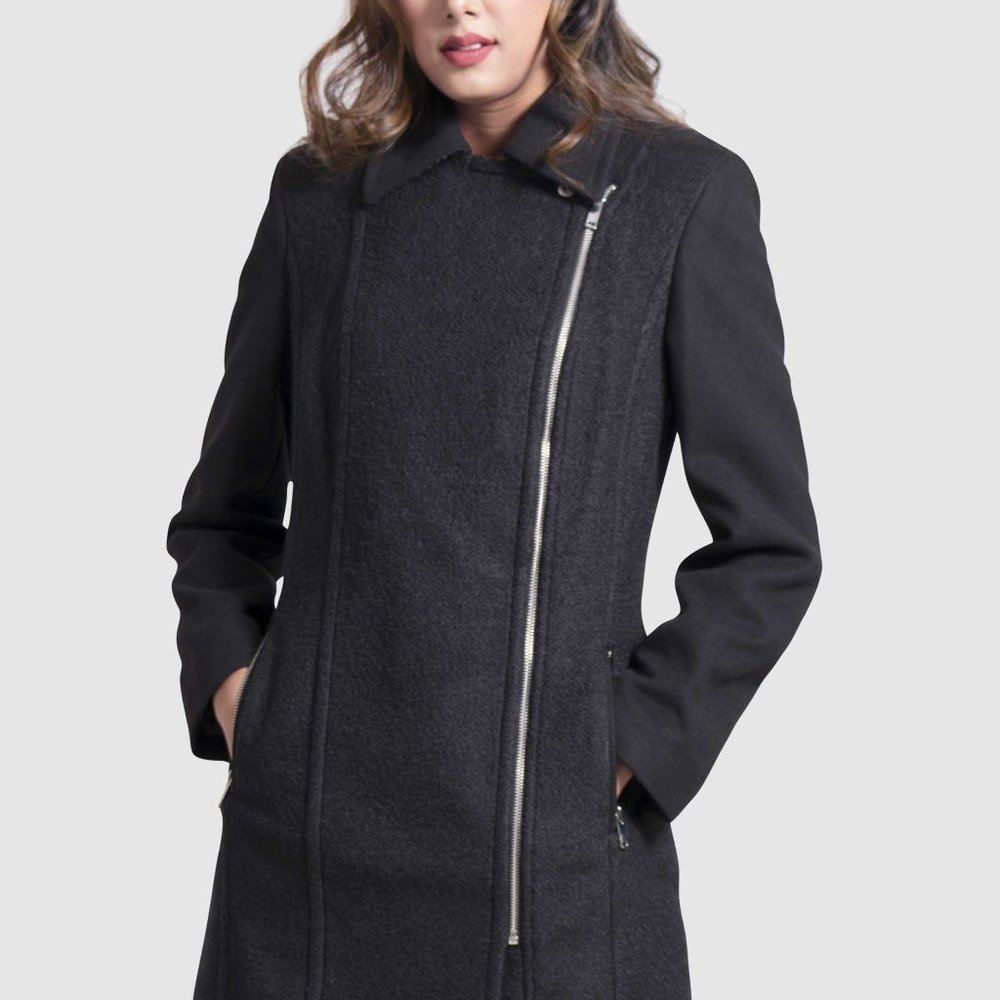 OLGYN Women’s Black Plus Size Coat - Picture 1 of 4